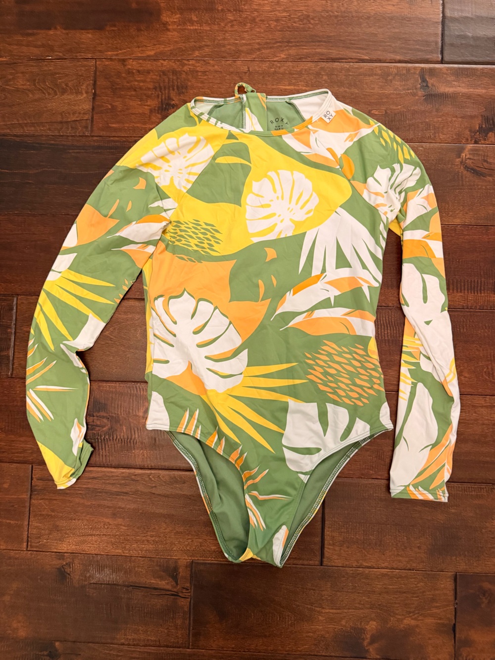 Roxy Kids One-Piece Swimsuit in Green, Yellow & White